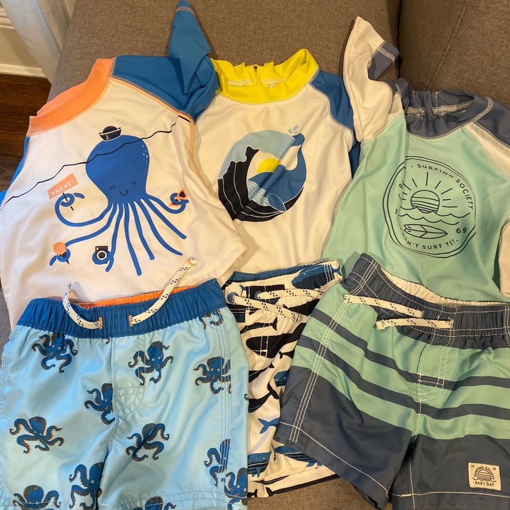 Set of EUC 3 GAP rashguards & trunks 6-12 mo